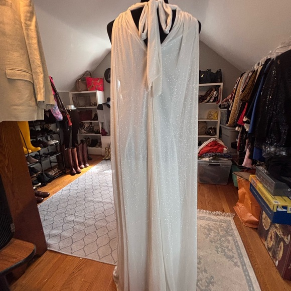 MSK
High-Neck Sparkle-Mesh Wide-Leg Jumpsuit Sz Large - Picture 6 of 10